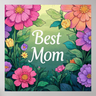 Watercolor Colorful Flowers  Poster