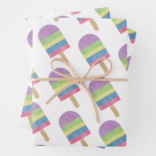 Watercolor Colorful Popsicle Wrapping Paper Sheet