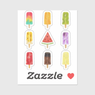 Watercolor colorful popsicles sticker pack