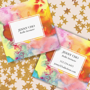 Watercolor colorful textured painting vivid square business card