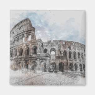Watercolor Colosseum Rome Italy Magnet