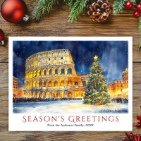 Watercolor Colosseum Rome Italy Travel Christmas