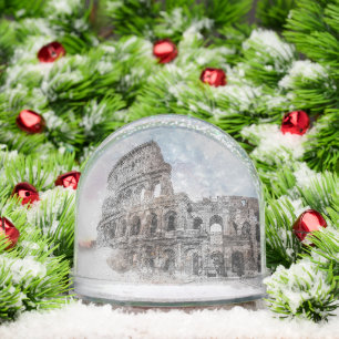 Watercolor Colosseum Snow Globe Rome Italy