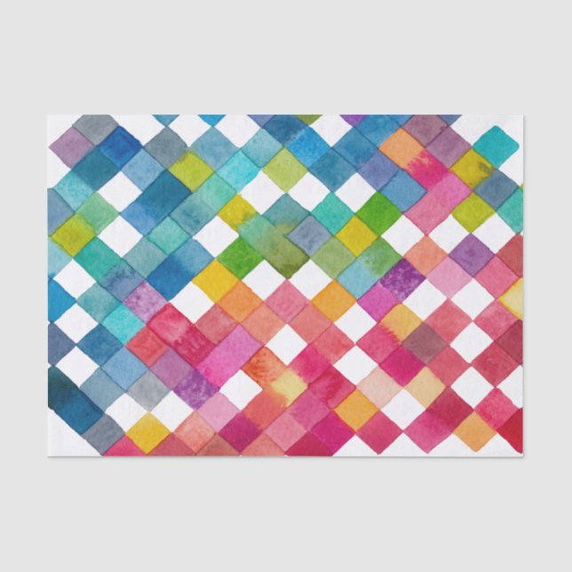 Watercolor Colour Squares Art Print Tissue Paper (Front)