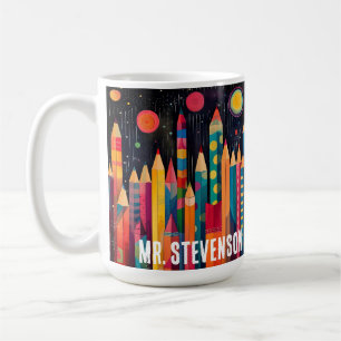 Watercolor Coloured Pencils, Custom Teacher Gift Coffee Mug