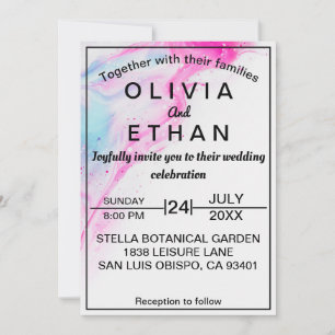Watercolor Colourful Abstract Modern Wedding Invitation