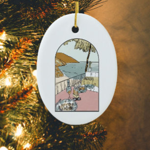 Watercolor Colourful Amalfi Coast, Italy  Ceramic Ornament