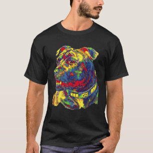 Watercolor Colourful American Staffordshire Bull T T-Shirt
