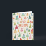 Watercolor Colourful Christmas Trees Folded Holiday Card<br><div class="desc">A festive non-photo folded holiday card features original watercolor illustrations of colourful Christmas trees.</div>