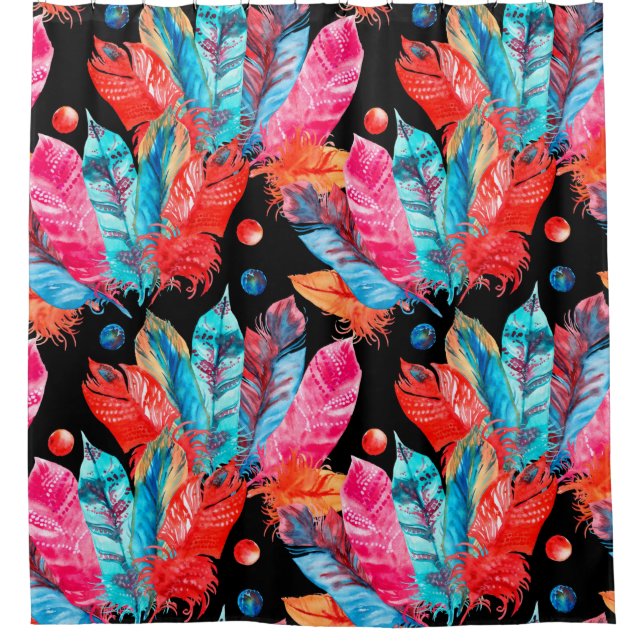 Watercolor colourful feathers pattern (Front)