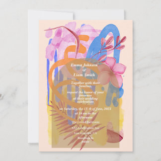 Watercolor Colourful Floral Abstract Invitation
