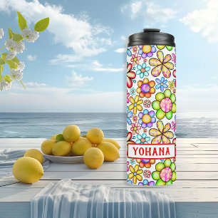 Watercolor colourful Floral Collage custom Summer  Thermal Tumbler