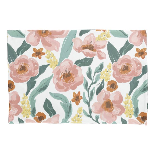 Watercolor Colourful Floral Pillowcase (Front)