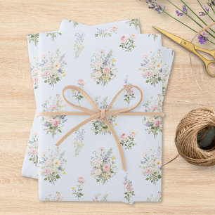 Watercolor Colourful Flower Garden Floral Pattern Wrapping Paper Sheet