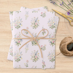 Watercolor Colourful Flower Garden Floral Pattern Wrapping Paper Sheet