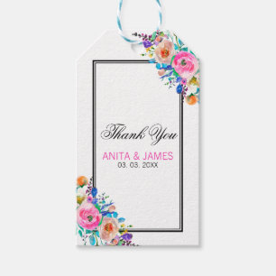 Watercolor Colourful Flowers- Thank You Gift Tags