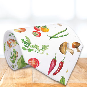 Watercolor Colourful Fresh Vegetables Tie