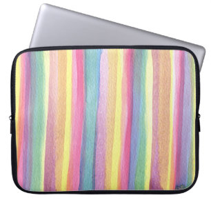Watercolor Colourful Geometric Stripes Laptop Sleeve