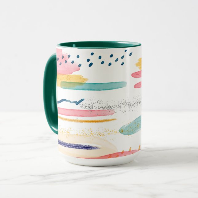 Watercolor Colourful Geometrical abstract minimal  Mug (Front Left)