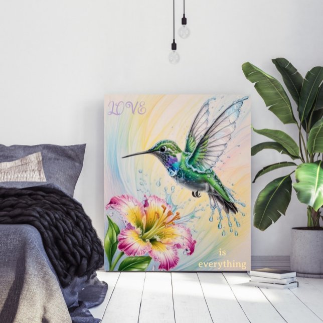Watercolor Colourful Hummingbird and Flower Poster (Creator Uploaded)