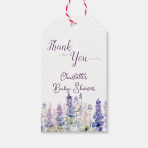 Watercolor Colourful Lupine Flowers Baby Shower Gift Tags