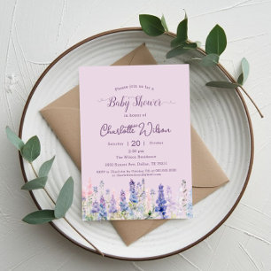 Watercolor Colourful Lupine Flowers Baby Shower Invitation