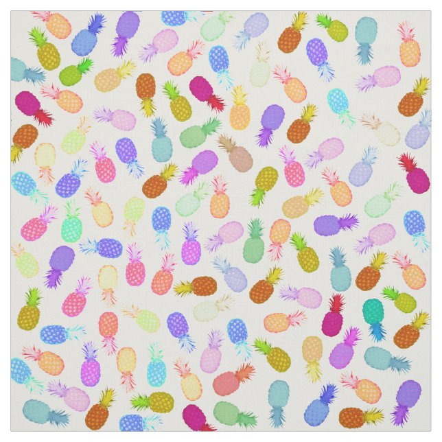 Watercolor colourful modern pineapple pattern fabric (Swatch)