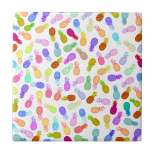 Watercolor colourful modern pineapple pattern tile