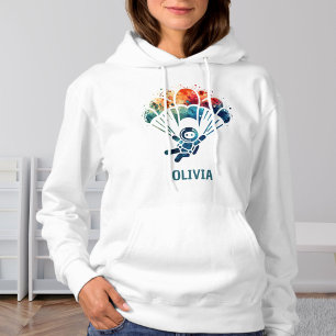 Watercolor Colourful  Parachutist Icon Personalize Hoodie