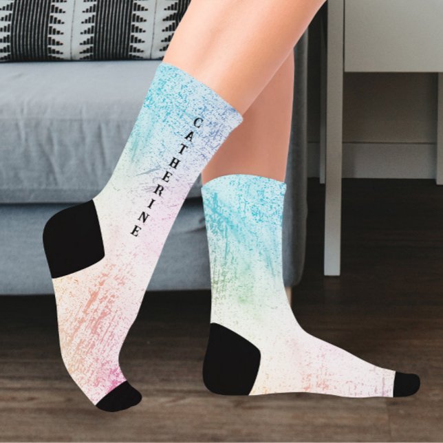 Watercolor Colourful Pastel I Monogram Socks (Creator Uploaded)