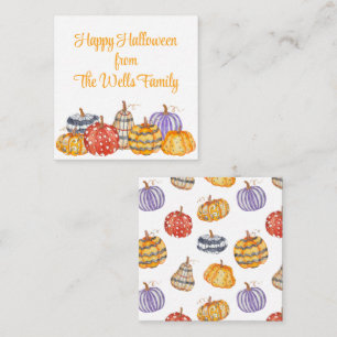 Watercolor Colourful Patterned Pumpkins Enclosure Card