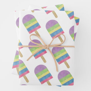 Watercolor Colourful Popsicle Wrapping Paper Sheet
