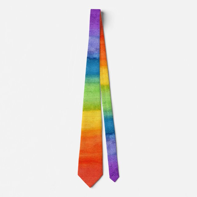 Watercolor Colourful Rainbow Modern Tie (Front)