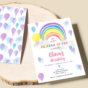 Watercolor Colourful Rainbow Of Fun Birthday Invitation
