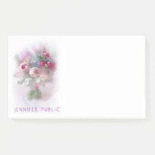 Watercolor Colourful Roses Flowers Floral Template Post-it Notes