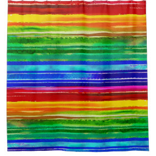 Watercolor Colourful Stripes Modern Artsy Rainbo