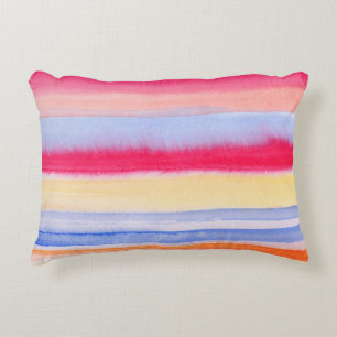 Watercolor colourful stripes.stripe,watercolor,aqu accent pillow