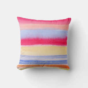 Watercolor colourful stripes.stripe,watercolor,aqu throw pillow