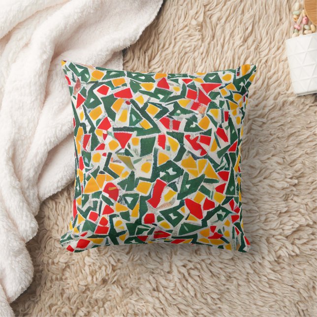 Watercolor Colourful Terrazzo Pattern Throw Pillow (Blanket)