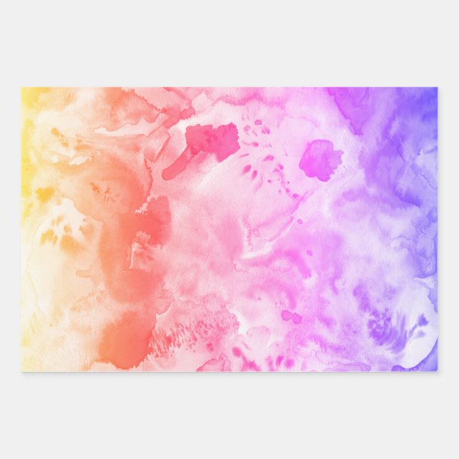 Watercolor colourful textured painting vivid pink wrapping paper sheet (Front)