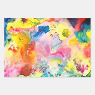 Watercolor colourful textured painting vivid rainb wrapping paper sheet
