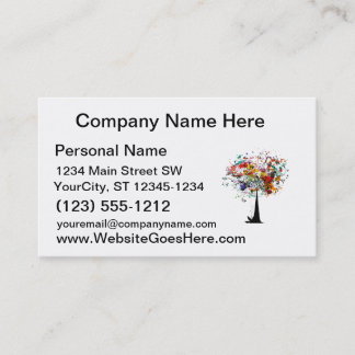 Watercolor colourful tree n butterfly.png business card