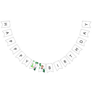 Watercolor Colourful Trex Kids Photo Birthday Bunting Flags