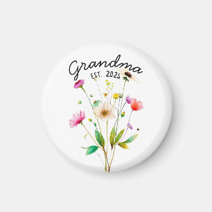 Watercolor Colourful Wildflowers First Time Grandm Magnet