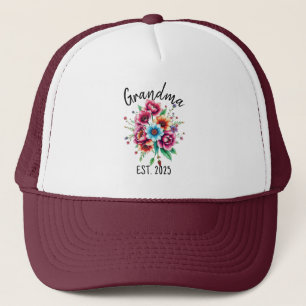 Watercolor Colourful Wildflowers Grandmother Trucker Hat