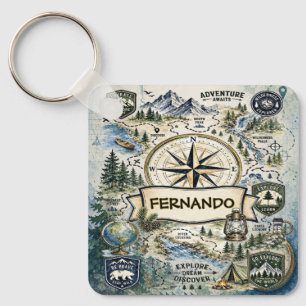 Watercolor Compass Rose Adventure Explorer Design Keychain