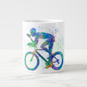 watercolor competition cyclist large coffee mug