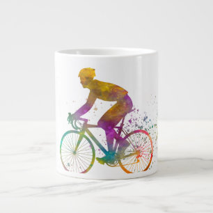 watercolor competition cyclist large coffee mug