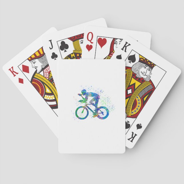 watercolor competition cyclist playing cards (Back)