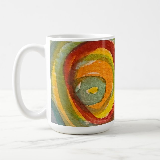Watercolor Concentric Circles Abstract Art Coffee Mug (Left)